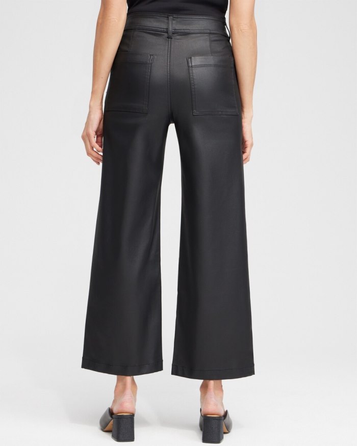 Chicos Coated Wide Leg Cropped Denim - Black Chicos Coated Wide Leg Cropped Denim - Black
