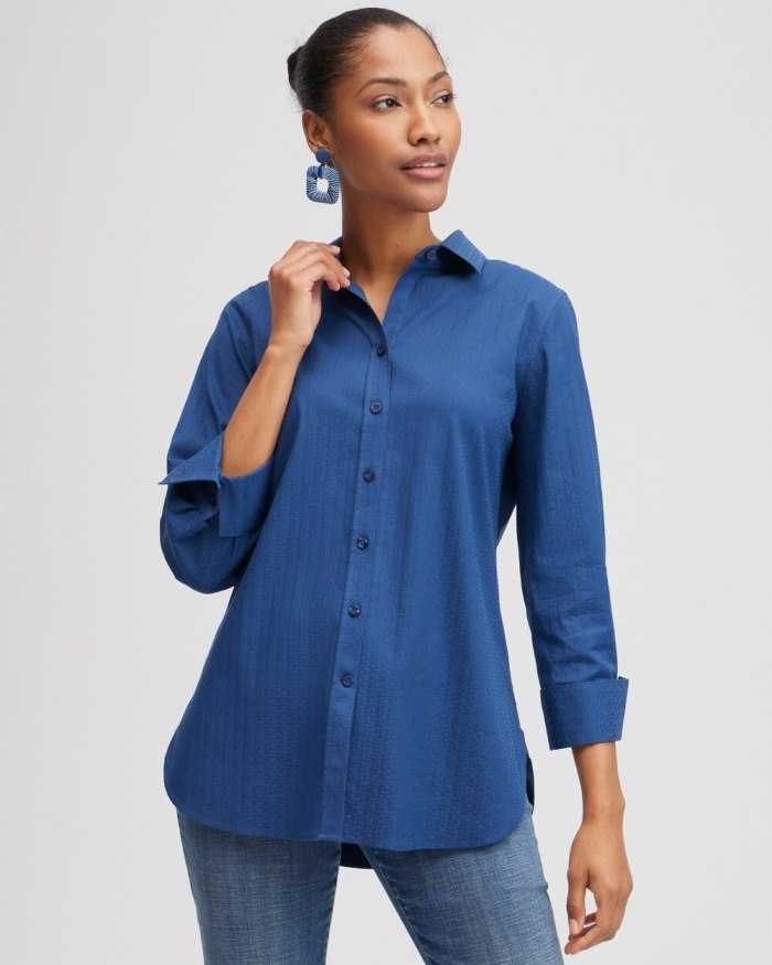 Chicos No Iron Stretch Double CC Shirt - Azores Blue Chicos No Iron Stretch Double CC Shirt - Azores Blue