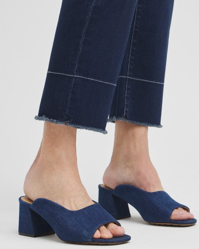 Chicos High Rise Fray Hem Straight Cropped Jeans - AZURE INDIGO Chicos High Rise Fray Hem Straight Cropped Jeans - AZURE INDIGO