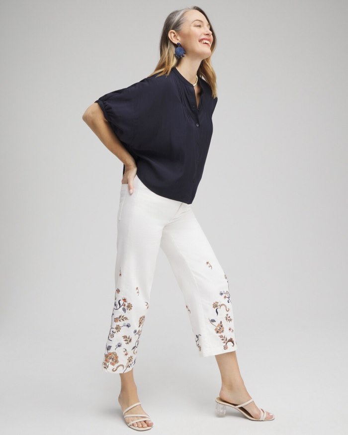 Chicos Embroidered Cropped Trouser Jeans - Alabaster Chicos Embroidered Cropped Trouser Jeans - Alabaster