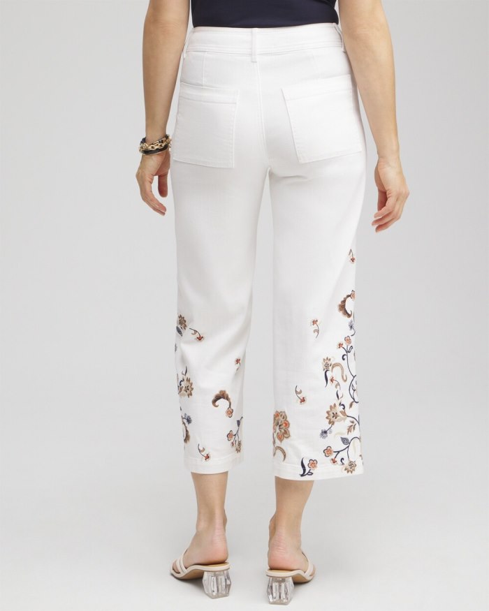 Chicos Embroidered Cropped Trouser Jeans - Alabaster Chicos Embroidered Cropped Trouser Jeans - Alabaster