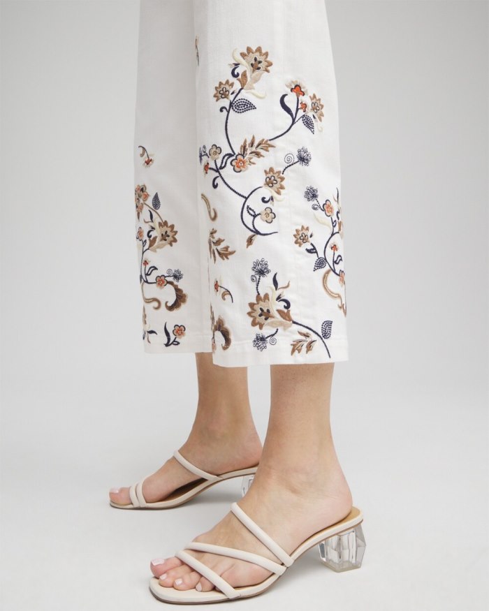 Chicos Embroidered Cropped Trouser Jeans - Alabaster Chicos Embroidered Cropped Trouser Jeans - Alabaster