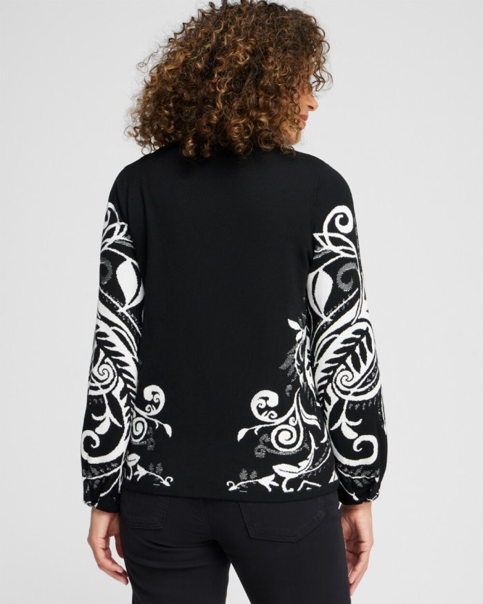 Chicos Floral Jacquard Cardigan - Black Chicos Floral Jacquard Cardigan - Black