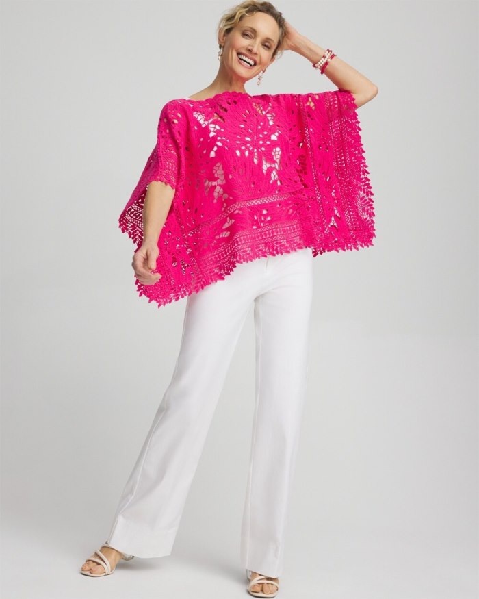Chicos Lace Crochet Poncho - Alabaster Chicos Lace Crochet Poncho - Alabaster
