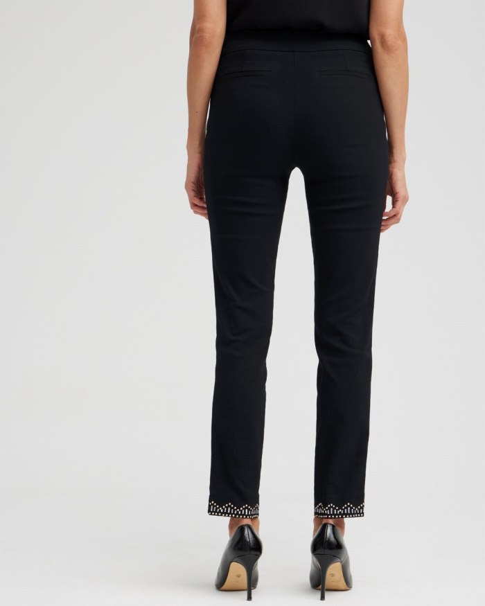 Chicos Brigitte Embellished Hem Ankle Pants - Black Chicos Brigitte Embellished Hem Ankle Pants - Black