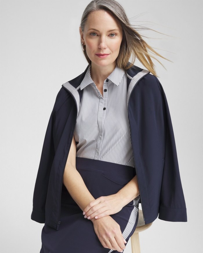 Chicos Zenergy Neema UPF Mixed Stripe Tank - Classic Navy Chicos Zenergy Neema UPF Mixed Stripe Tank - Classic Navy