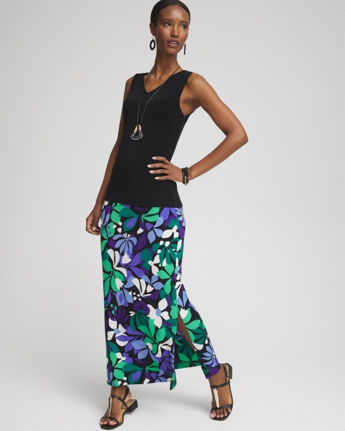 Chicos Travelers Floral Maxi Skirt - Purple Nightshade Chicos Travelers Floral Maxi Skirt - Purple Nightshade