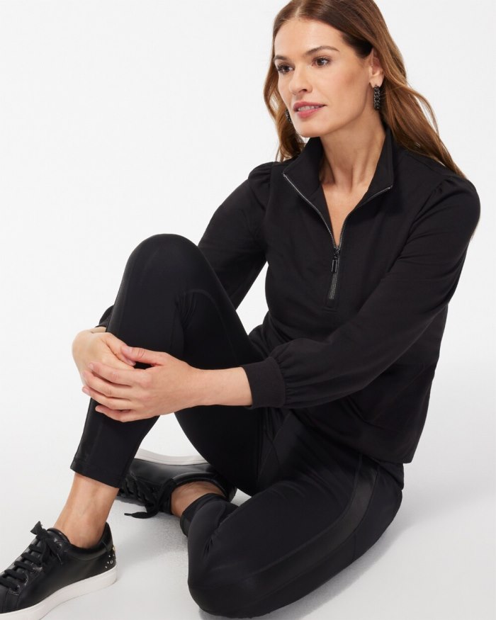 Chicos Zenergy French Terry Half Zip Pullover - Black Chicos Zenergy French Terry Half Zip Pullover - Black