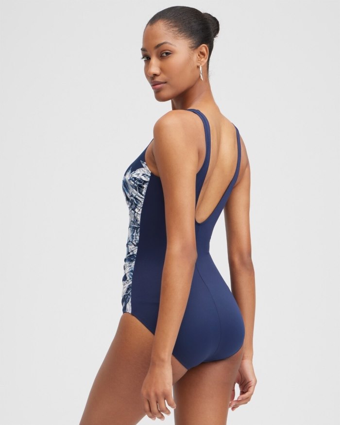 Chicos Miraclesuit Tropica Toile Temptress One Piece - Navy Chicos Miraclesuit Tropica Toile Temptress One Piece - Navy