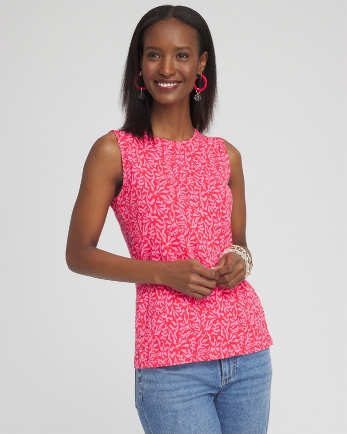 Chicos Floral Button Detail Tank - DELIGHTFUL PINK Chicos Floral Button Detail Tank - DELIGHTFUL PINK