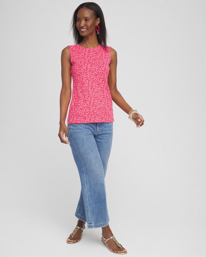 Chicos Floral Button Detail Tank - DELIGHTFUL PINK Chicos Floral Button Detail Tank - DELIGHTFUL PINK