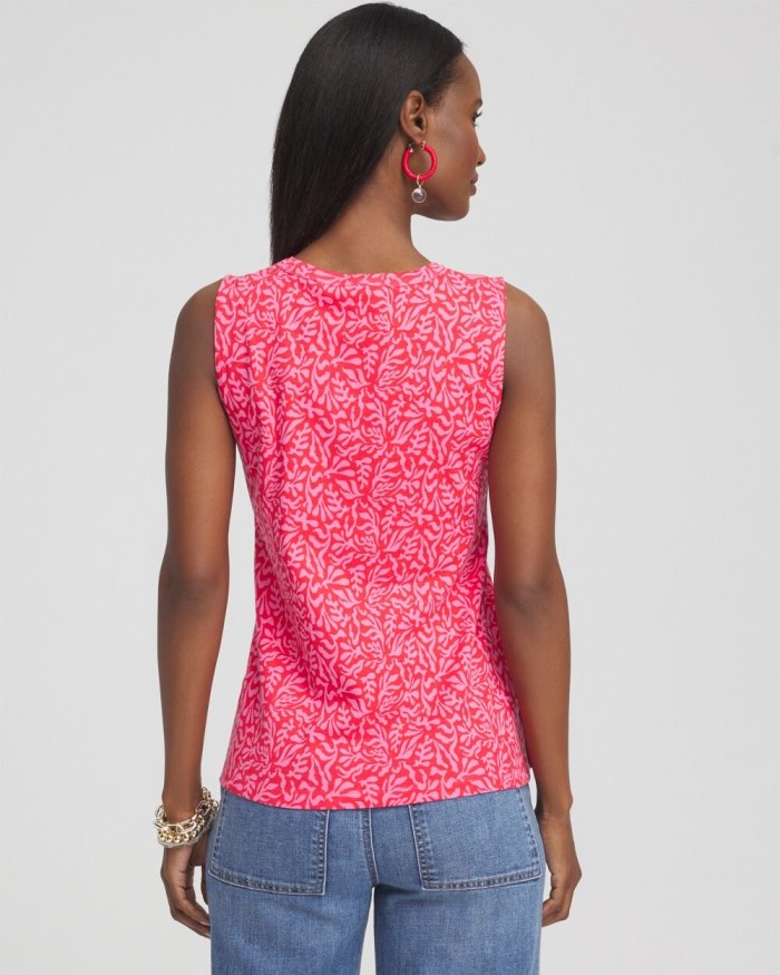 Chicos Floral Button Detail Tank - DELIGHTFUL PINK Chicos Floral Button Detail Tank - DELIGHTFUL PINK