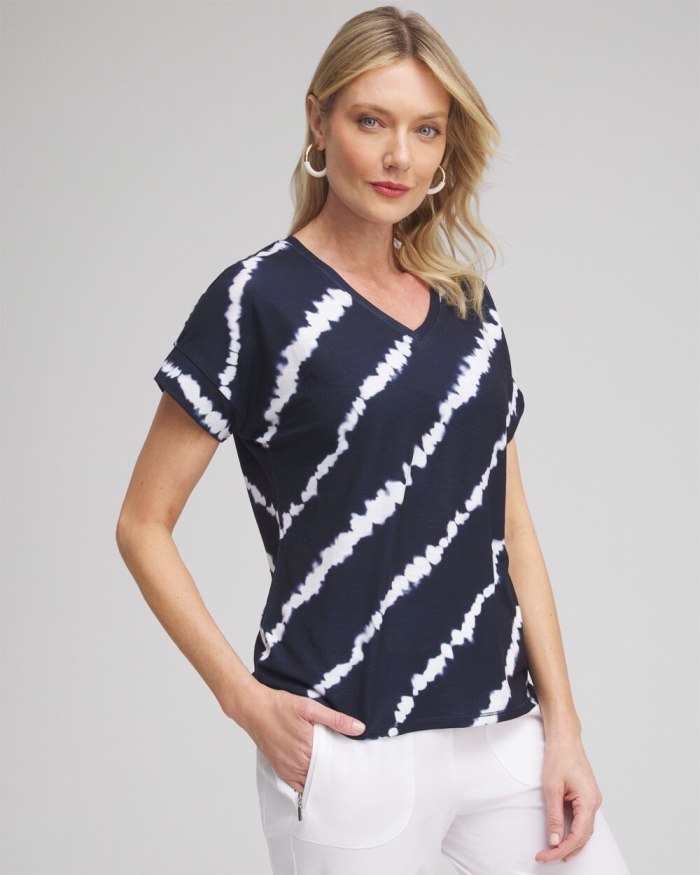 Chicos Zenergy V-neck Tie Dye Tee - Magenta Rose Chicos Zenergy V-neck Tie Dye Tee - Magenta Rose