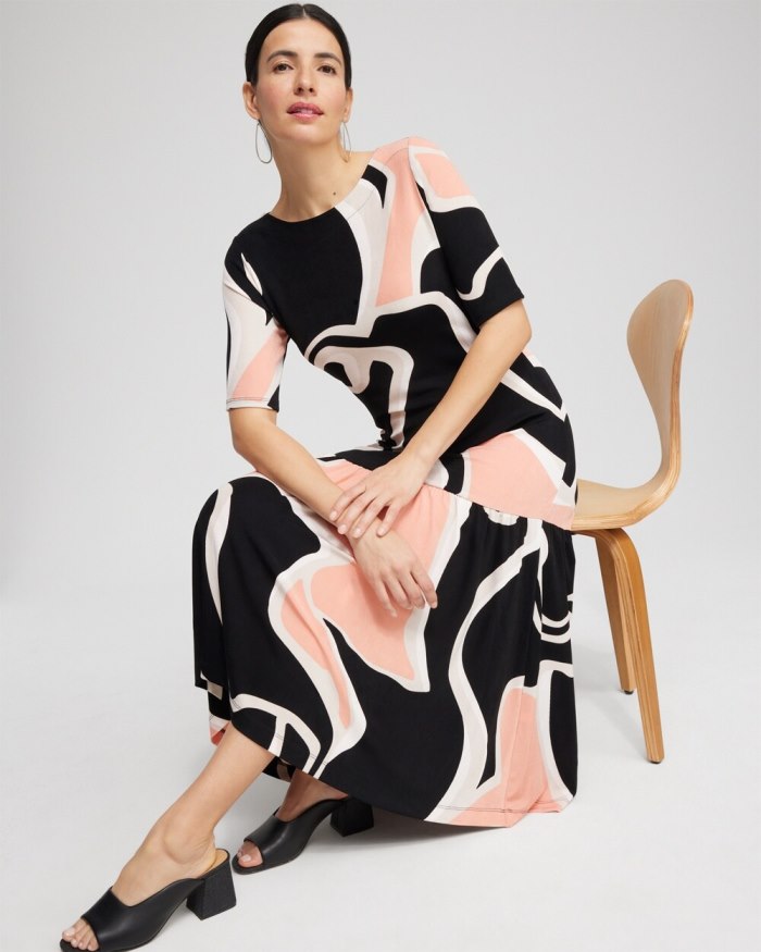 Chicos Travelers Drop Waist Maxi Dress - Pink Clay Chicos Travelers Drop Waist Maxi Dress - Pink Clay