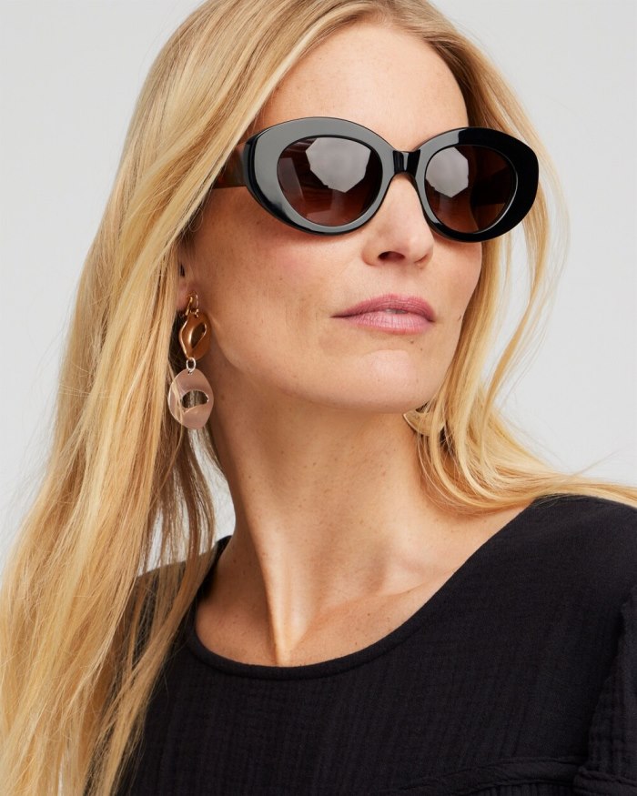 Chicos Black & Tort Print Sunglasses - Black Chicos Black & Tort Print Sunglasses - Black