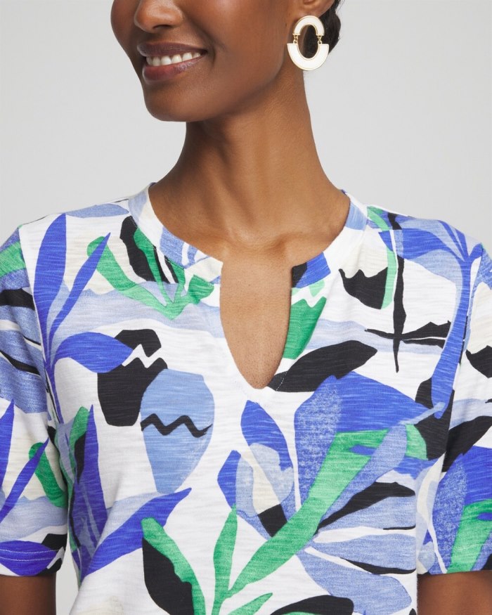 Chicos Floral Notch Neck Tee - GRASSY GREEN Chicos Floral Notch Neck Tee - GRASSY GREEN