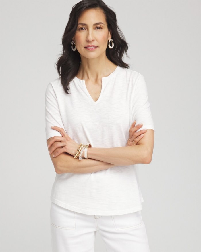 Chicos Notch Neck Tee - Alabaster Chicos Notch Neck Tee - Alabaster