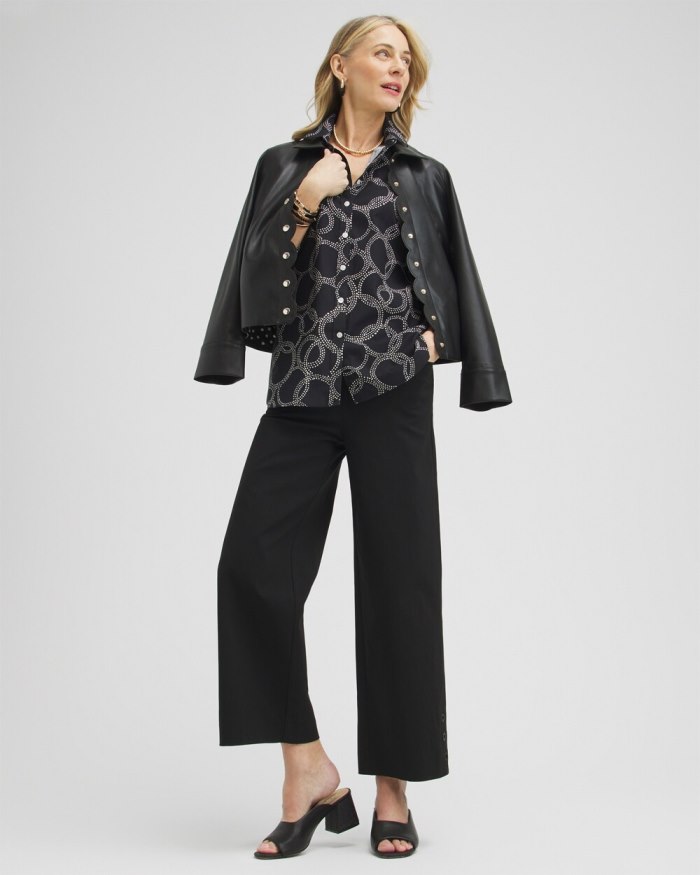 Chicos No Iron Stretch Circle Print Shirt - Black Chicos No Iron Stretch Circle Print Shirt - Black