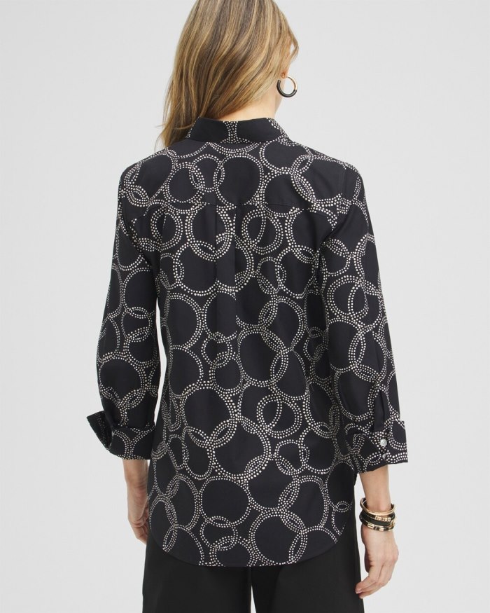 Chicos No Iron Stretch Circle Print Shirt - Black Chicos No Iron Stretch Circle Print Shirt - Black