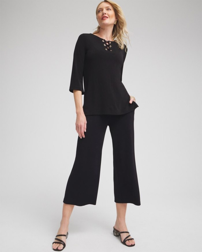 Chicos Travelers Wide Leg Pocket Cropped Pants - Travelers Black Chicos Travelers Wide Leg Pocket Cropped Pants - Travelers Black