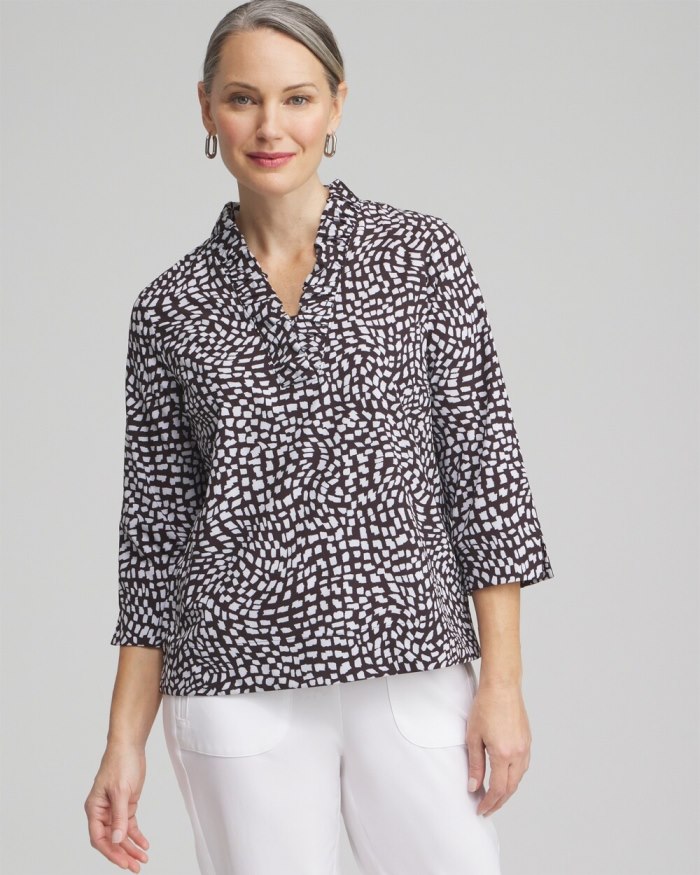 Chicos Zenergy Neema UPF Ruffle Top - Black Chicos Zenergy Neema UPF Ruffle Top - Black