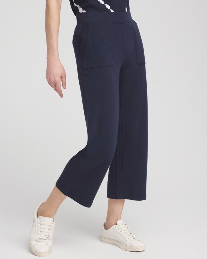 Chicos Zenergy French Terry Wide Leg Crops - Classic Navy Chicos Zenergy French Terry Wide Leg Crops - Classic Navy