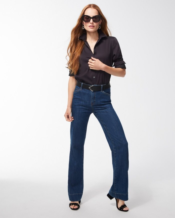 Chicos No-Iron Stretch Shirt - Midnight Violet Chicos No-Iron Stretch Shirt - Midnight Violet