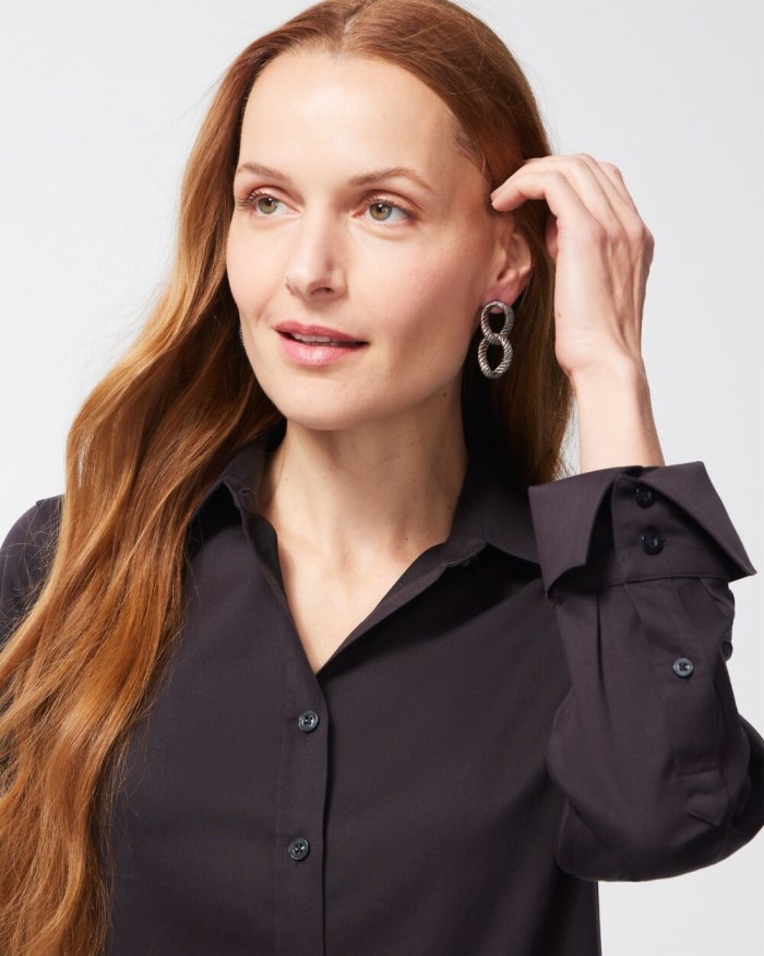 Chicos No-Iron Stretch Shirt - Midnight Violet Chicos No-Iron Stretch Shirt - Midnight Violet