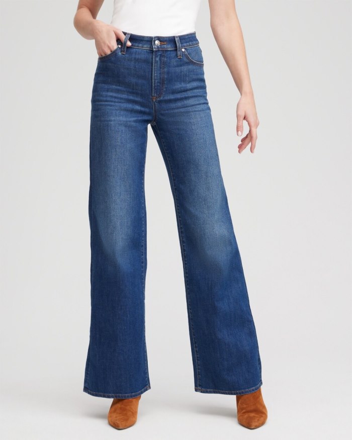 Chicos High Rise Wide Leg Jeans - Violet Bloom Indigo Chicos High Rise Wide Leg Jeans - Violet Bloom Indigo