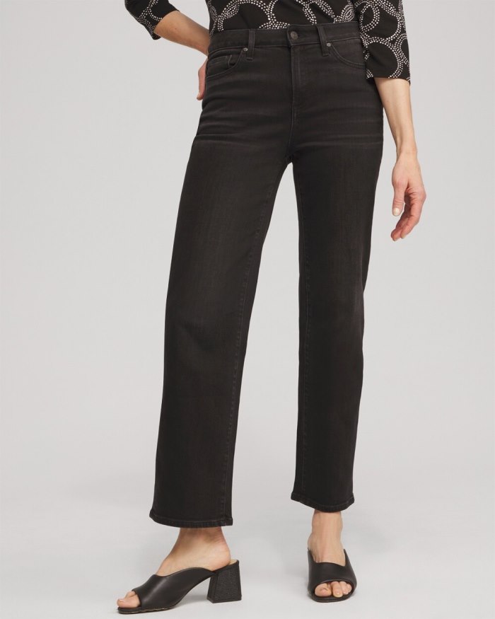 Chicos High Rise Straight Jeans - Washed Black Chicos High Rise Straight Jeans - Washed Black