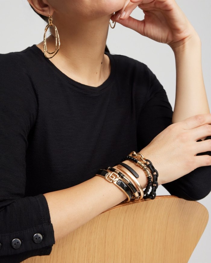 Chicos Black Jade Hero Stretch Bracelet - Black Chicos Black Jade Hero Stretch Bracelet - Black