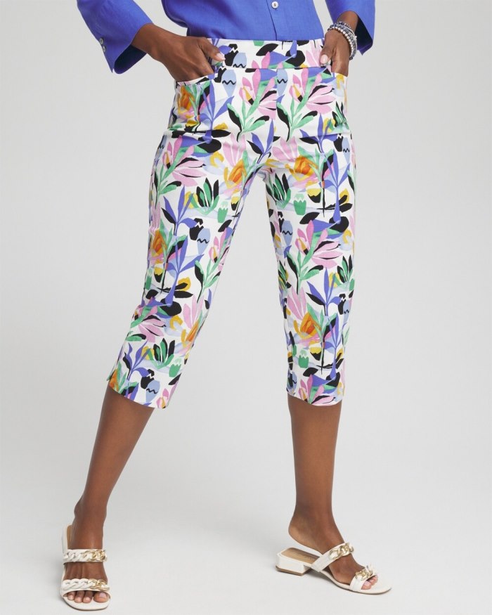 Chicos Brigitte Tropical Print Capris - Alabaster Chicos Brigitte Tropical Print Capris - Alabaster