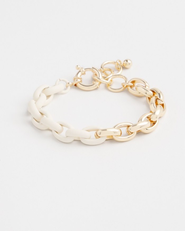 Chicos Two Tone Link Bracelet - Alabaster Chicos Two Tone Link Bracelet - Alabaster