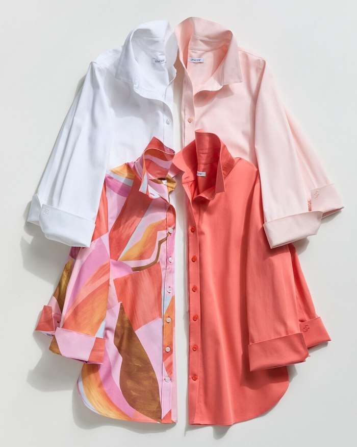 Chicos No Iron 3/4 Sleeve Stretch Shirt - Fresh Pear Chicos No Iron 3/4 Sleeve Stretch Shirt - Fresh Pear