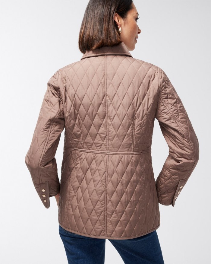 Chicos Quilted Mid-Length Jacket - Natural Cream Chicos Quilted Mid-Length Jacket - Natural Cream