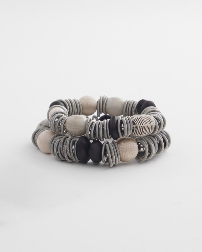 Chicos Piano Wire Stretch Bracelet Set - Black And Neutral Chicos Piano Wire Stretch Bracelet Set - Black And Neutral