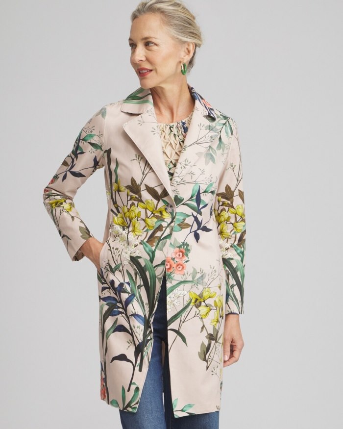 Chicos Floral Cotton Stretch Topper - Neutral Chicos Floral Cotton Stretch Topper - Neutral